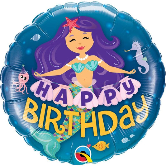 Smiling Mermaid Happy Birthday Foil Balloon - 18"