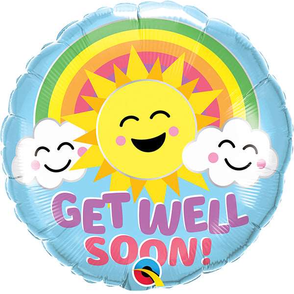 Get Well Soon Sunshine & Rainbow Foil Balloon