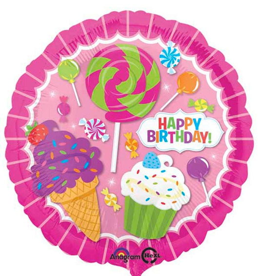 Sweet Shop Candy Treats Happy Birthday Foil Balloon