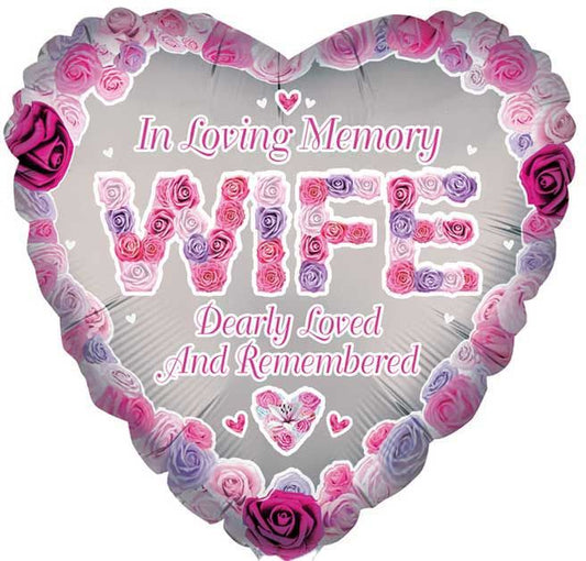 Wife Remembrance Heart Foil Balloon