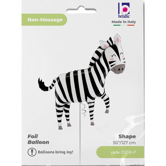 Zebra Shaped Foil Balloon Package