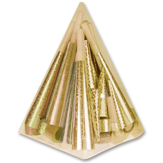 Happy New Year 10 Person 80 Piece Pyramid Table Party Pack, Holographic Gold
