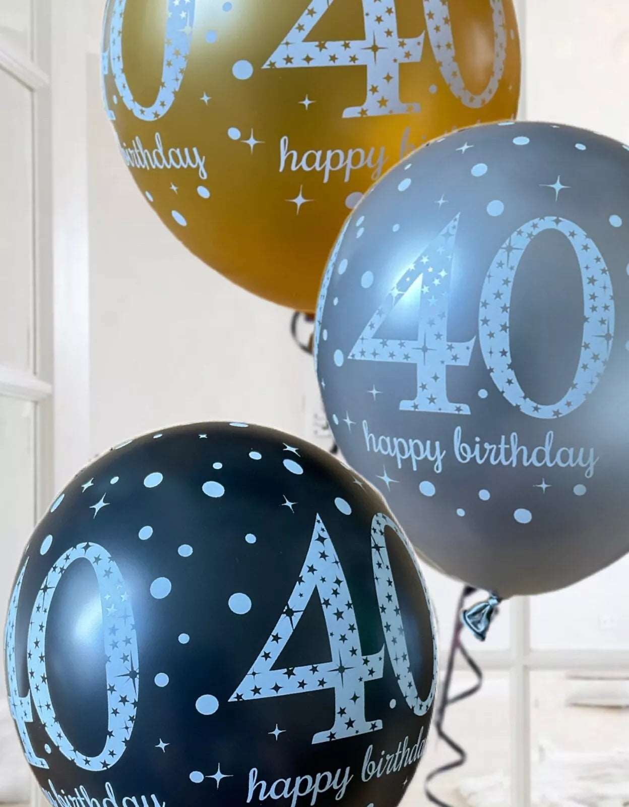 Gold Celebration Age 40th Birthday Latex Balloons