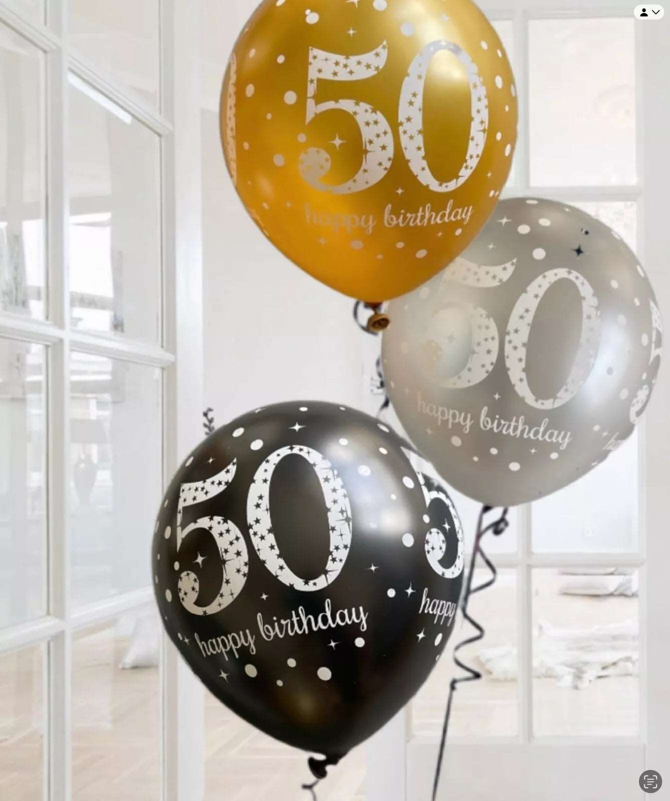 Gold Celebration Age 50th Birthday Latex Balloons