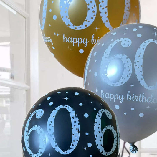 Gold Celebration Age 60th Birthday Latex Balloons