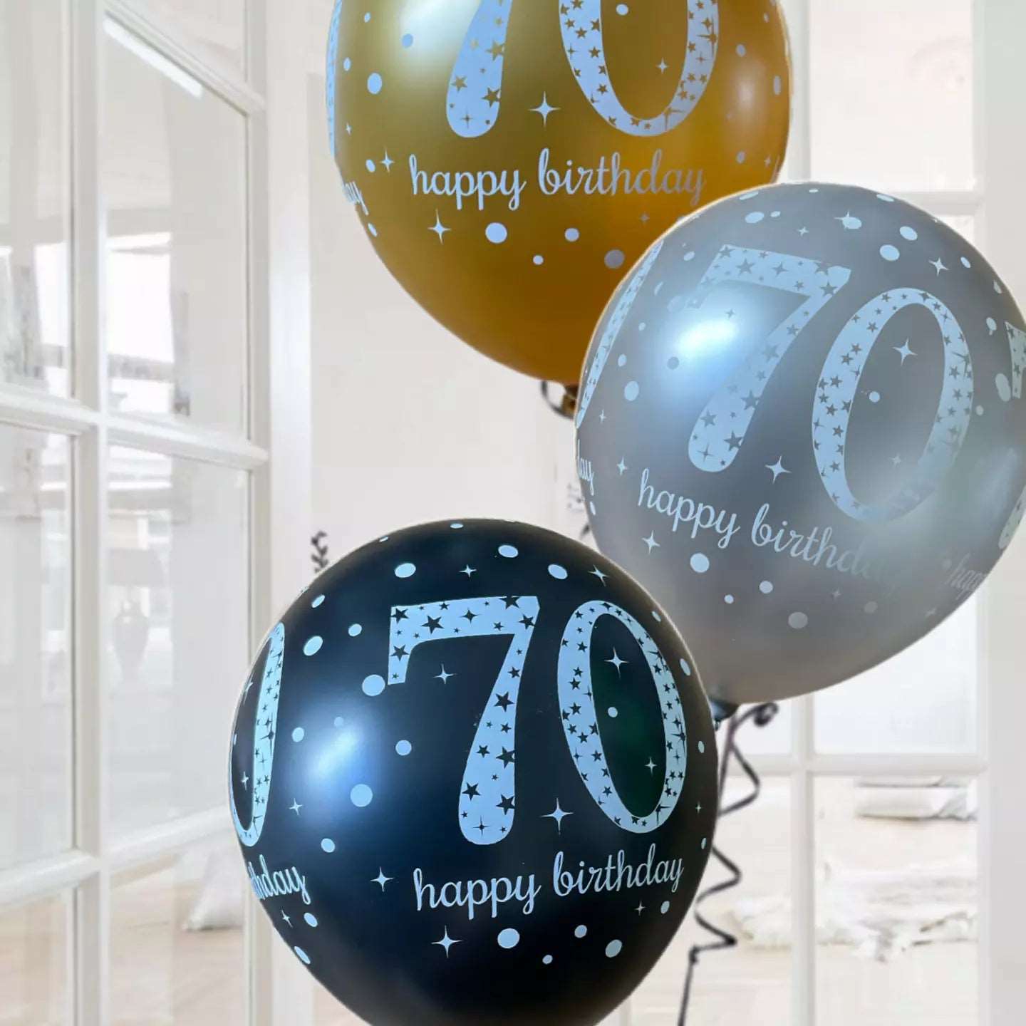 Gold Celebration Age 70th Birthday Latex Balloons