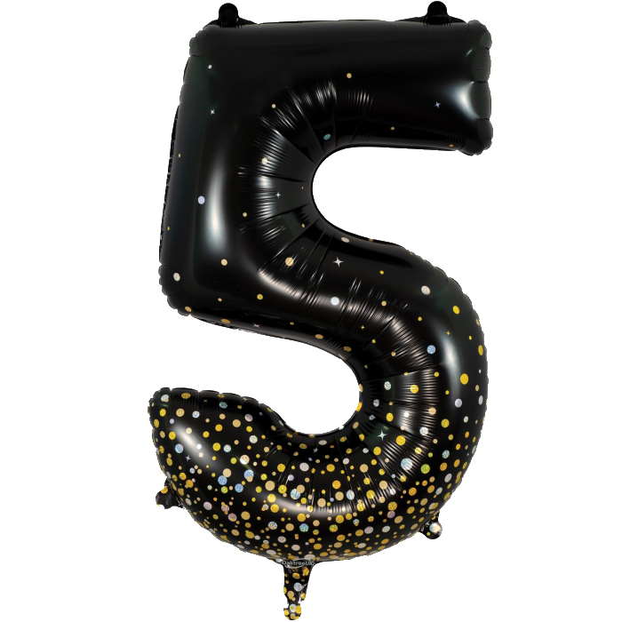 Sparkling Fizz Holographic black gold Giant Helium Numbers