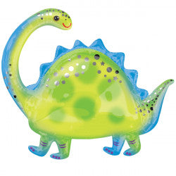 Brontosaurus super shape foil balloon. Measures approx 32" x 27". Suitable for air and helium.