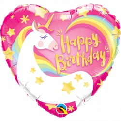 Unicorn Birthday Heart Foil Balloon - 18"