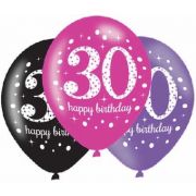 Pink Celebration Age 30th Birthday Latex Balloons