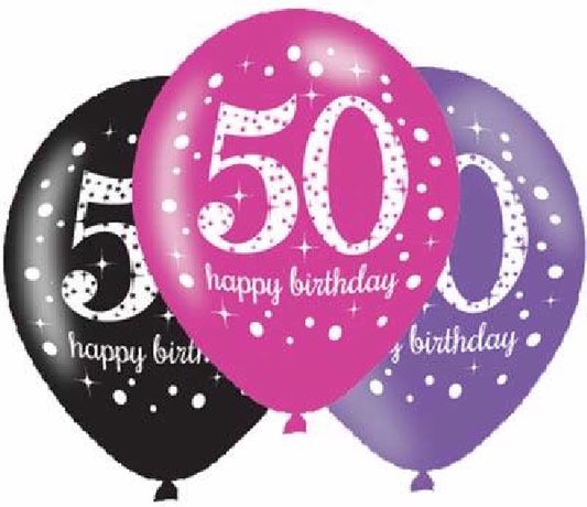 Pink Celebration Age 50th Birthday Latex Balloons